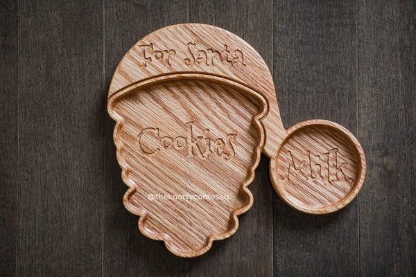 The Knotty Contessa's Original "Milk & Cookie" Santa Wooden Plate