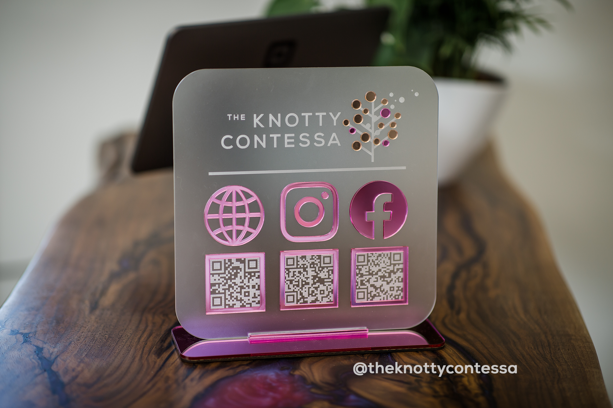 Triple QR Code Acrylic Social Media Business Sign – The Knotty