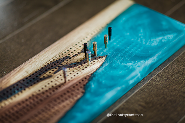 Custom 29 Hand Luxury Black Walnut / Epoxy Cribbage Board