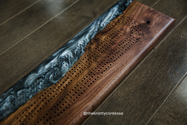 Custom 29 Hand Luxury Black Walnut / Epoxy Cribbage Board