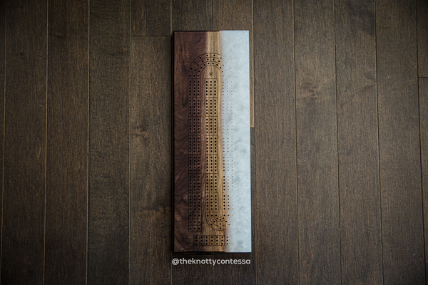 Custom 29 Hand Luxury Black Walnut / Epoxy Cribbage Board